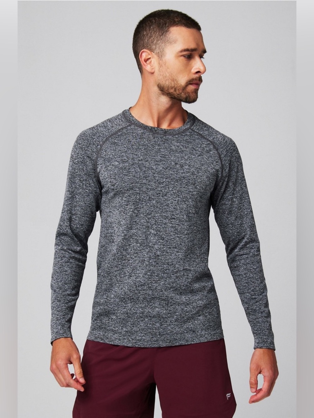 Fabletics The Training Day Long Sleeve Tee Gray & Black Men’s Size Large NWOT